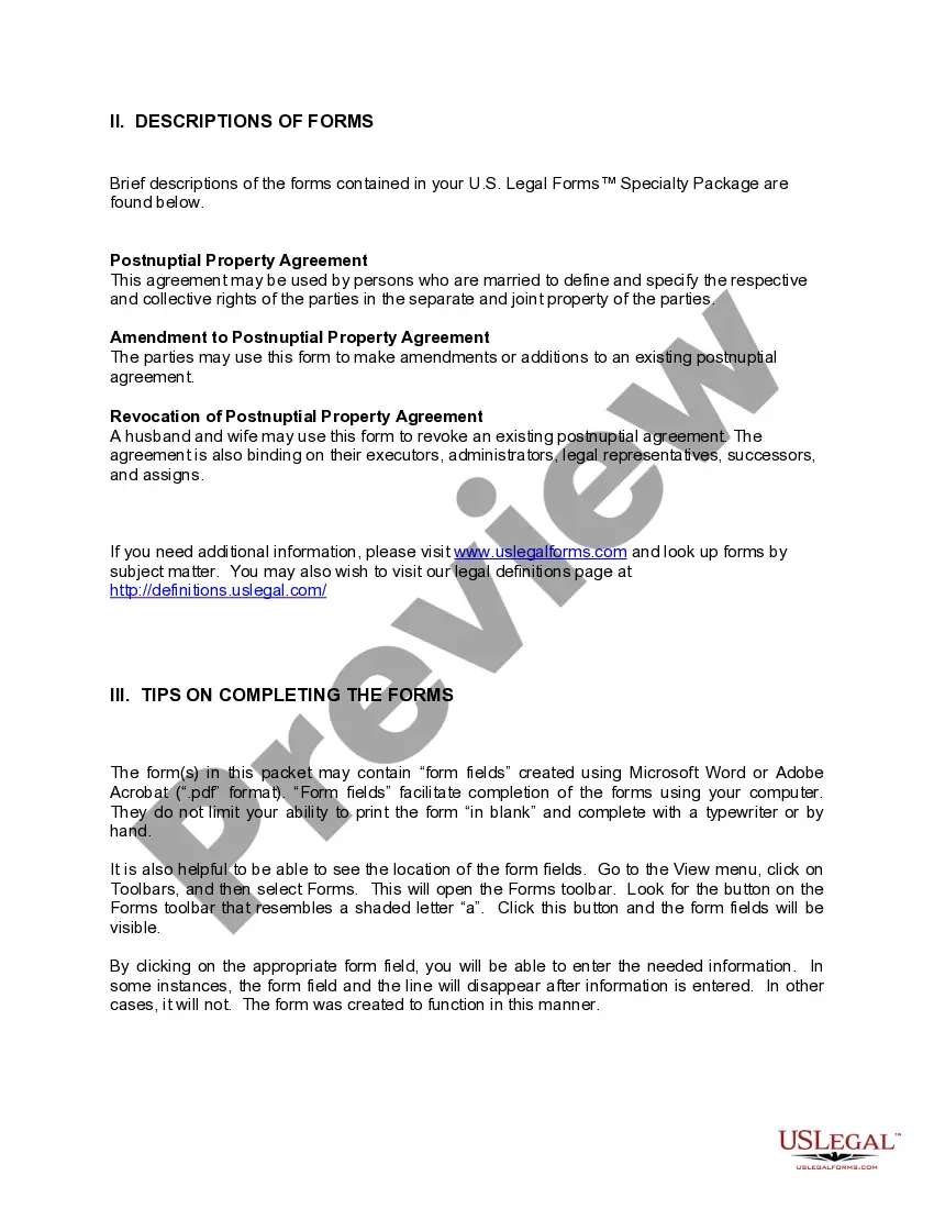 Preview Iowa Postnuptial Agreements Package