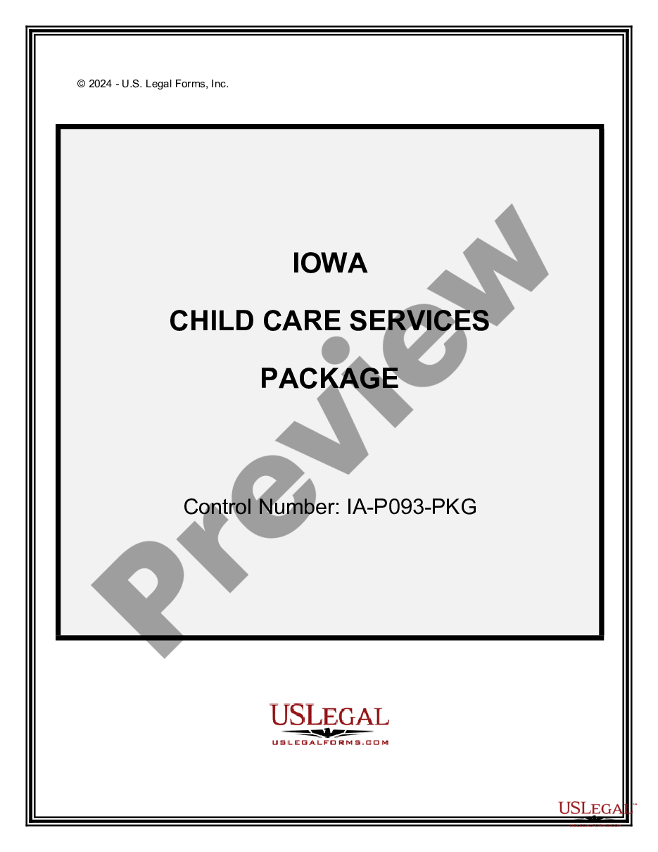 Iowa Child Care Services Package Daycare Assistance Iowa US Legal Forms