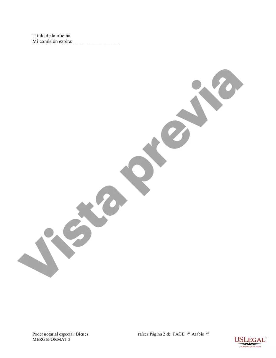 Preview Poder notarial especial o limitado para transacciones de venta de bienes raíces por parte del vendedor