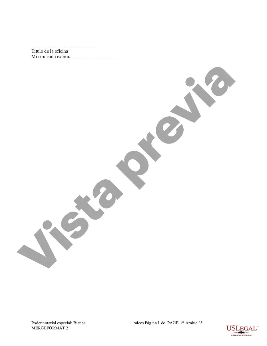 Preview Poder notarial especial o limitado para transacciones de compra de bienes raíces por parte del comprador