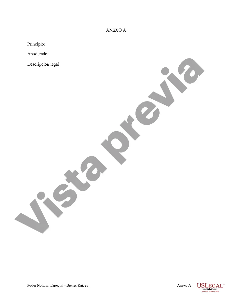 Preview Poder notarial especial o limitado para transacciones de compra de bienes raíces por parte del comprador