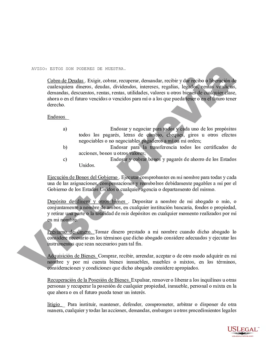 Preview Poder notarial limitado en el que se especifican poderes con ejemplos de poderes incluidos