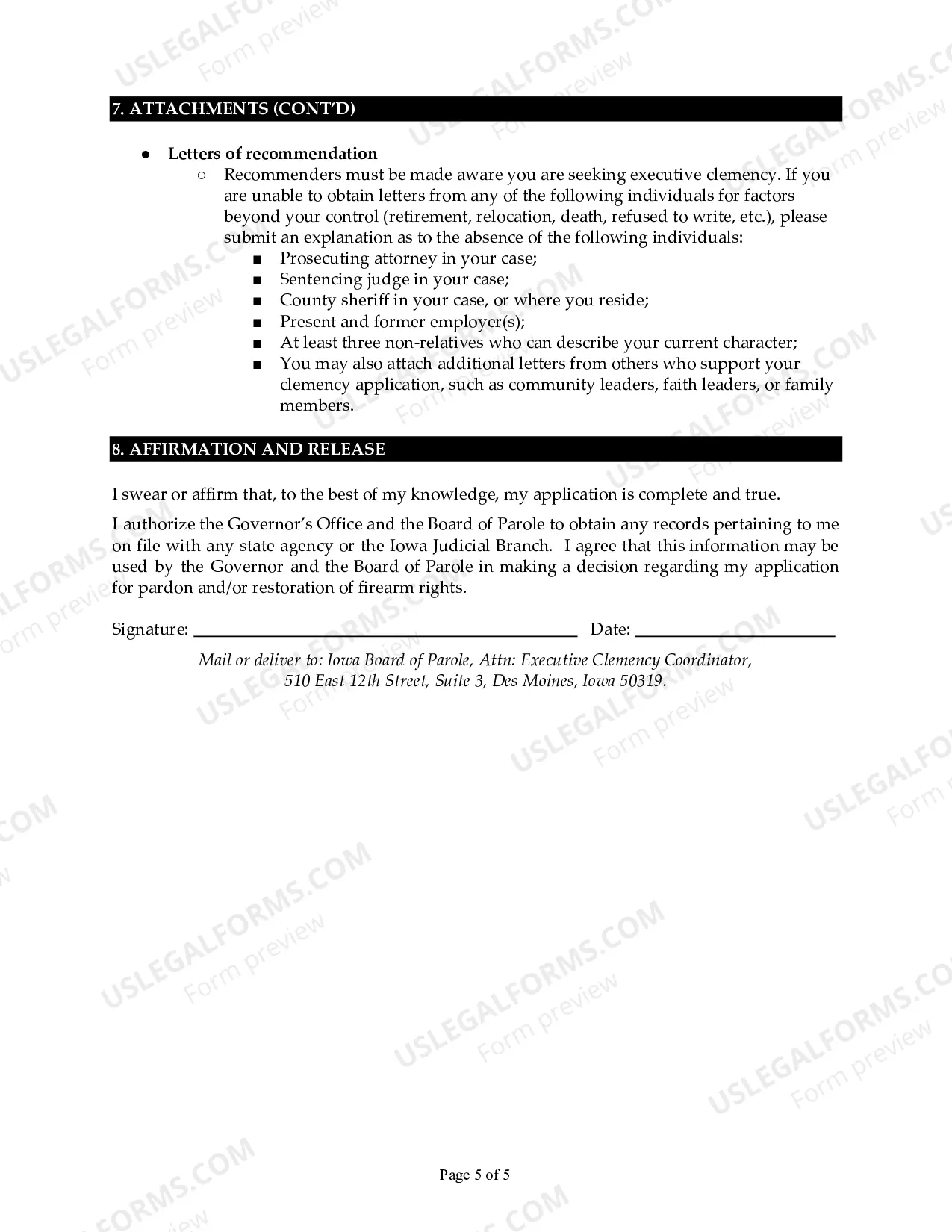 Preview Application for Executive Clemency