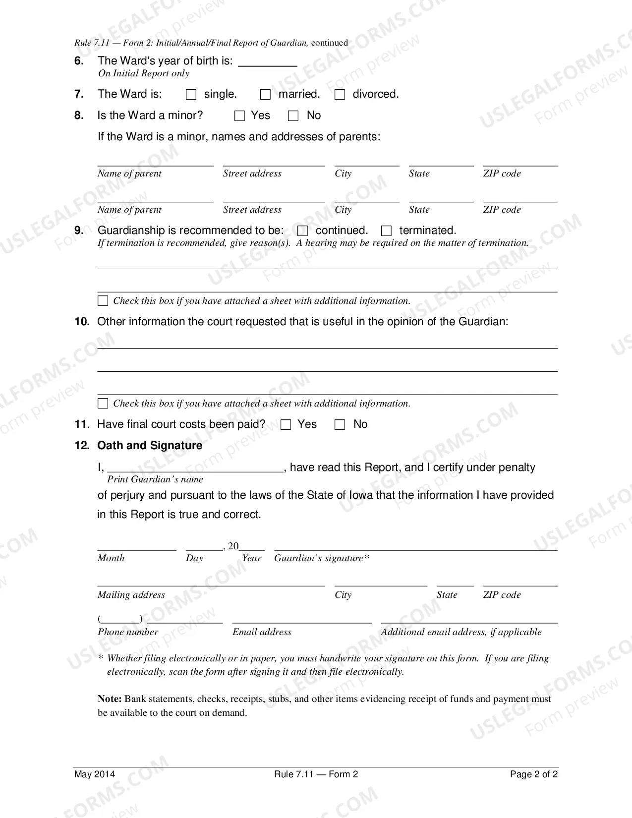 Preview Initial - Annual - Final Report of Guardian and Order