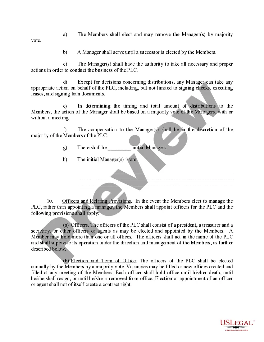 Preview Sample Operating Agreement for Professional Limited Liability Company PLLC
