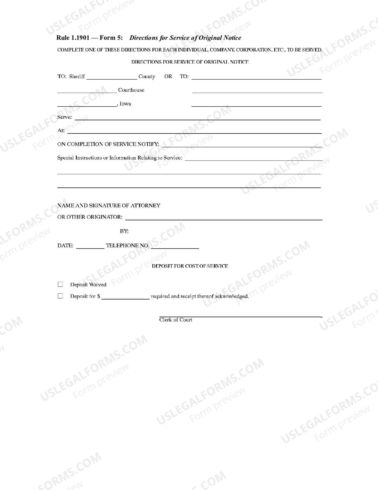 Iowa Directions for Service of Original Notice What Does Return Of Original Notice Mean US