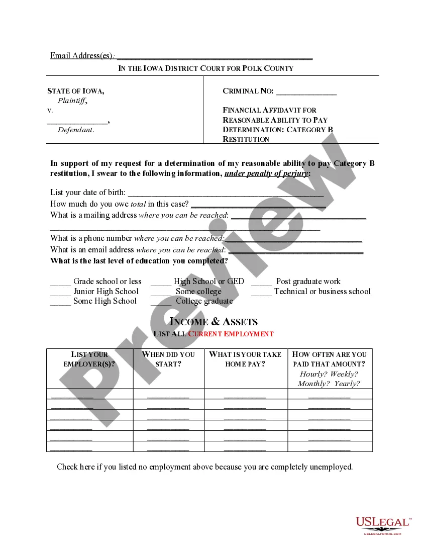 Preview Motion for Reasonable Ability to Pay Determination for Restitution