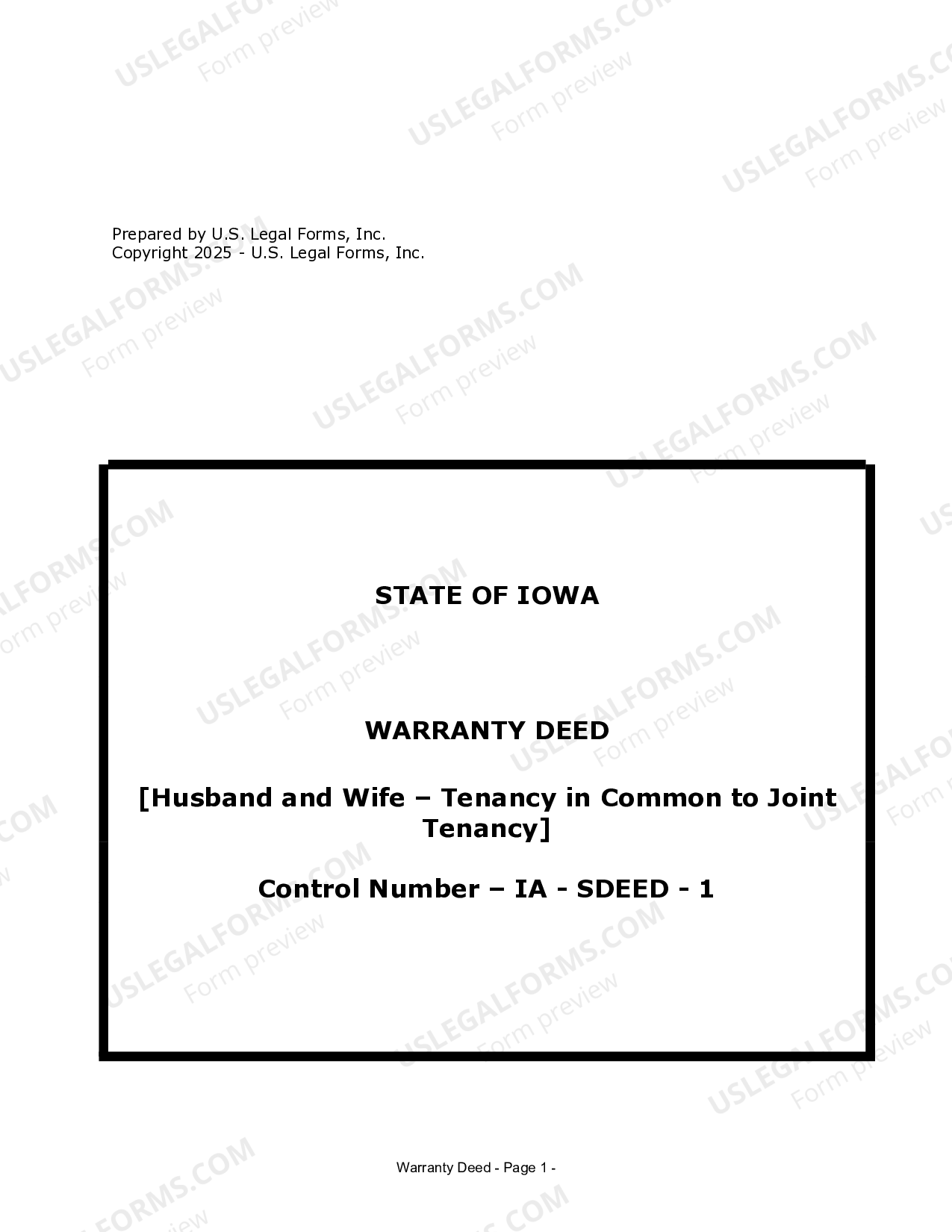 Iowa Warranty Deed for Husband and Wife Converting Property from