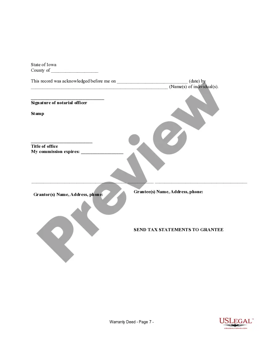 Preview Warranty Deed for Separate or Joint Property to Joint Tenancy