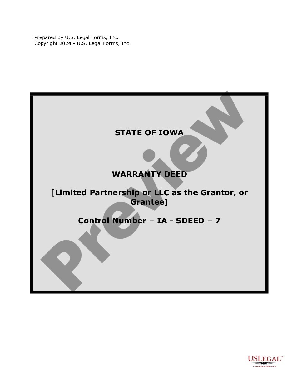 page 0 Warranty Deed from Limited Partnership or LLC is the Grantor, or Grantee preview