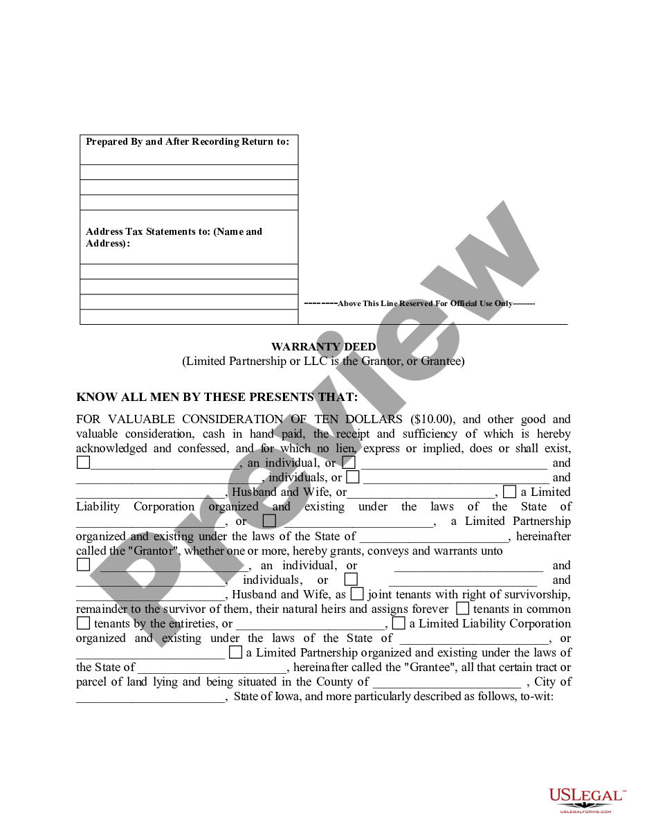 page 4 Warranty Deed from Limited Partnership or LLC is the Grantor, or Grantee preview