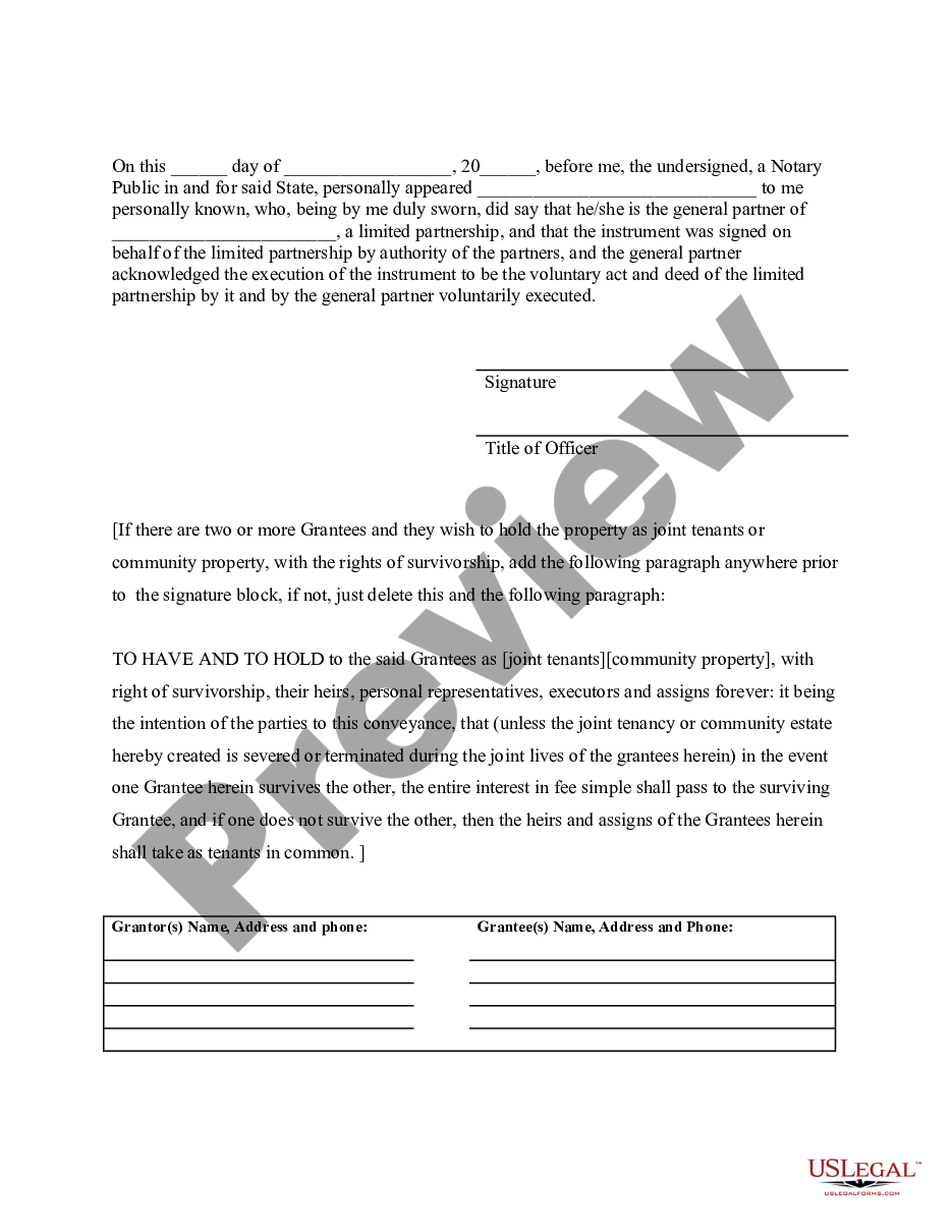 page 8 Warranty Deed from Limited Partnership or LLC is the Grantor, or Grantee preview