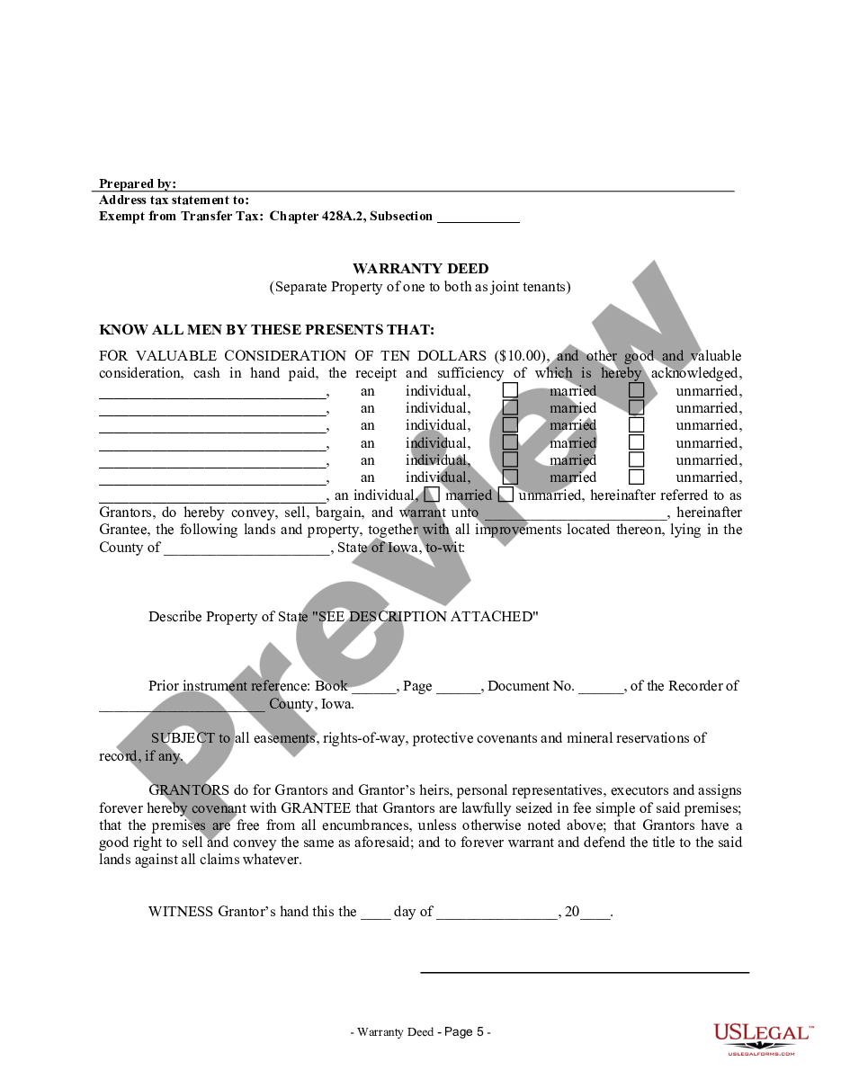 page 4 Warranty Deed for Seven Grantors to One Grantee preview