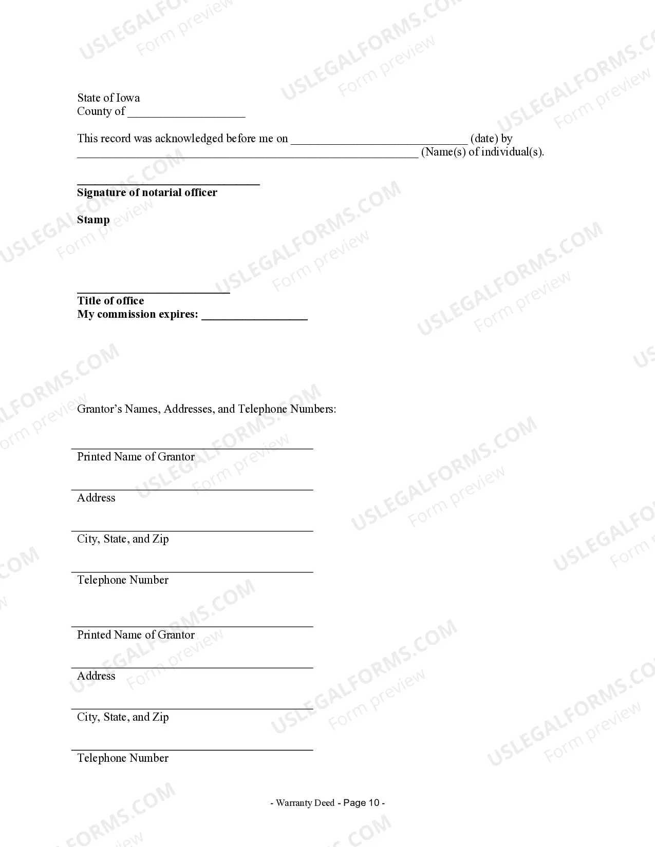 Preview Warranty Deed for Seven Grantors to One Grantee