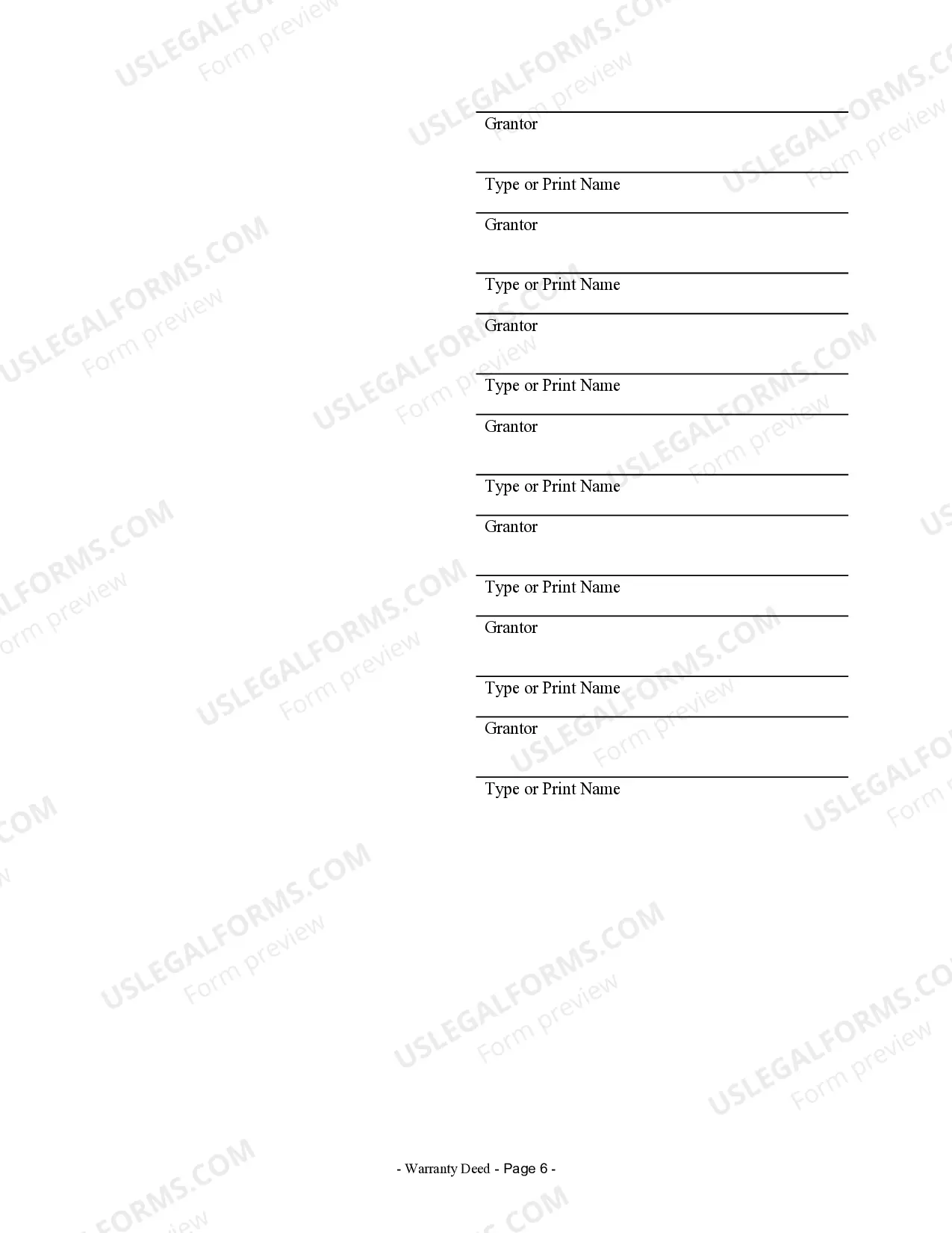 Preview Warranty Deed for Seven Grantors to One Grantee