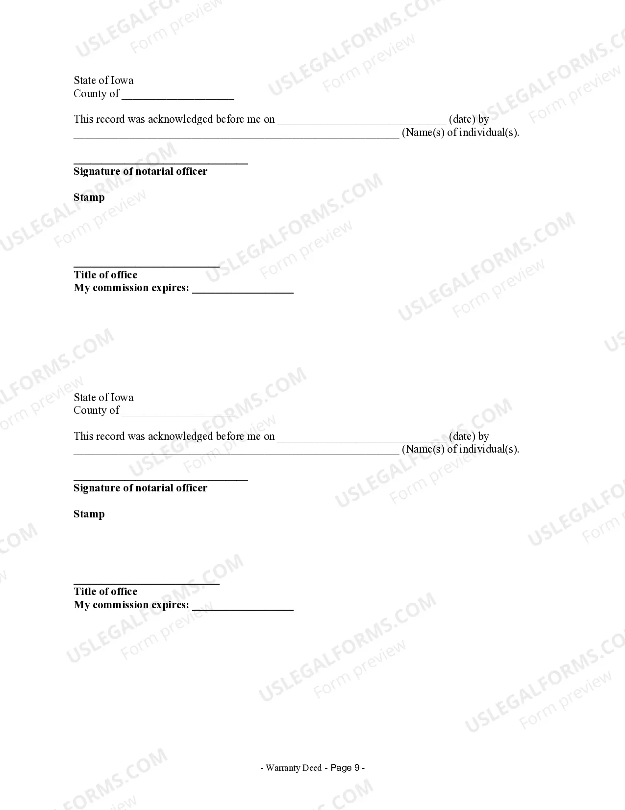 Preview Warranty Deed for Seven Grantors to One Grantee