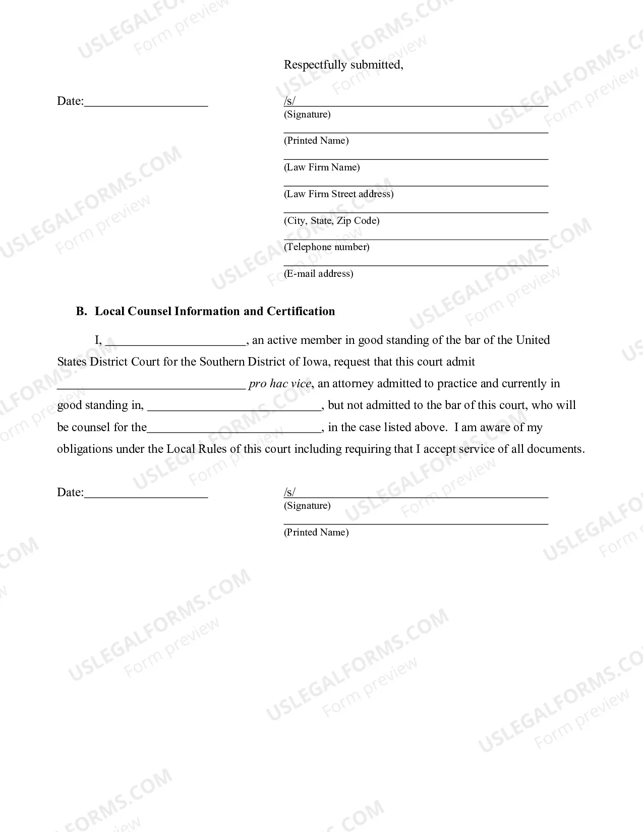 Preview Motion For Admission Pro Hac Vice