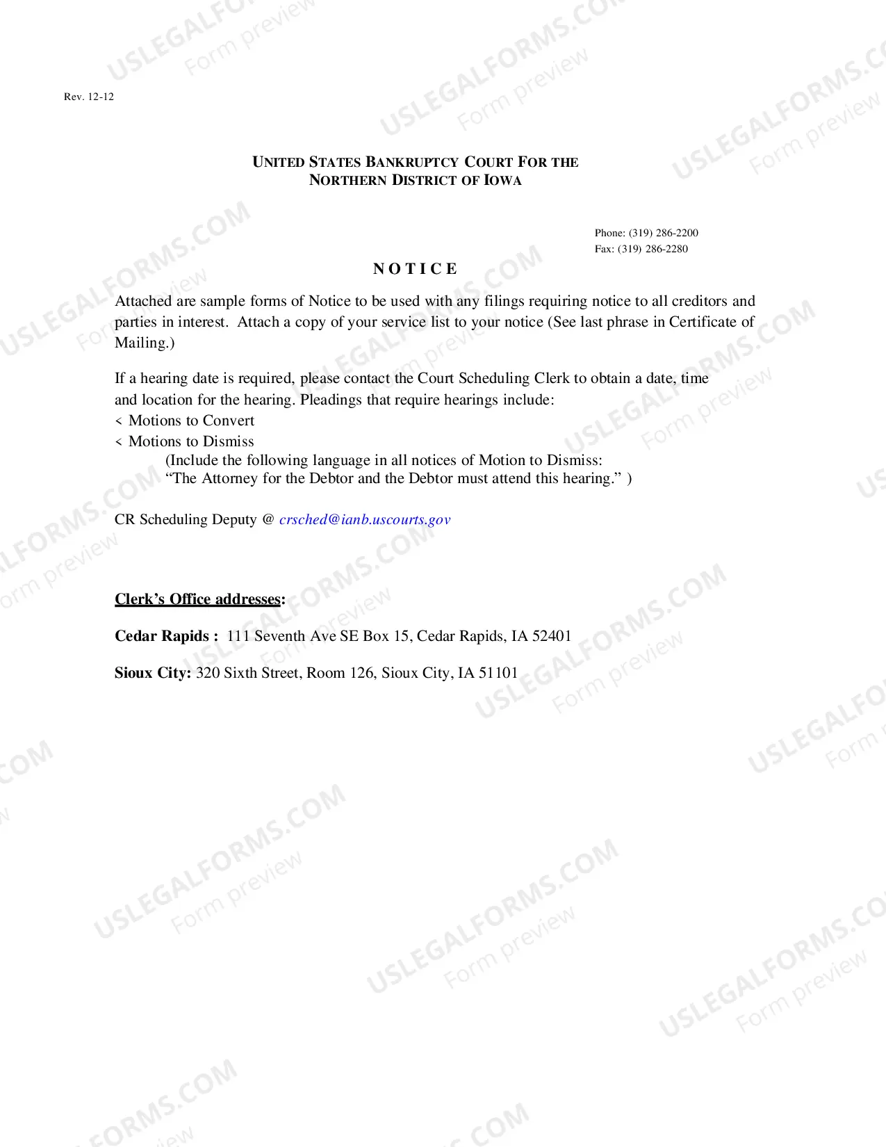 Preview Sample Forms of Notice