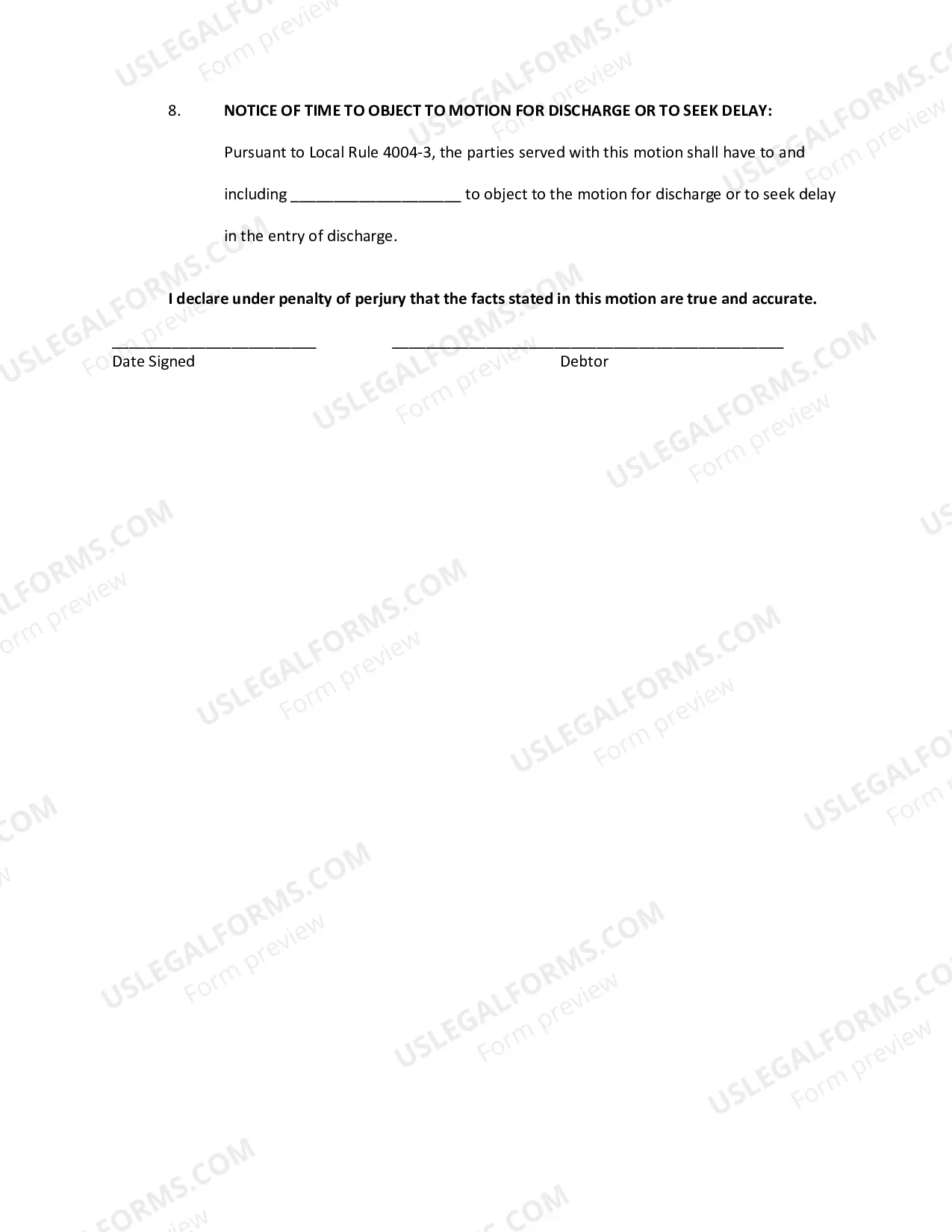Preview Debtor's Certified Motion for Discharge (IANB1228) for Ch. 12