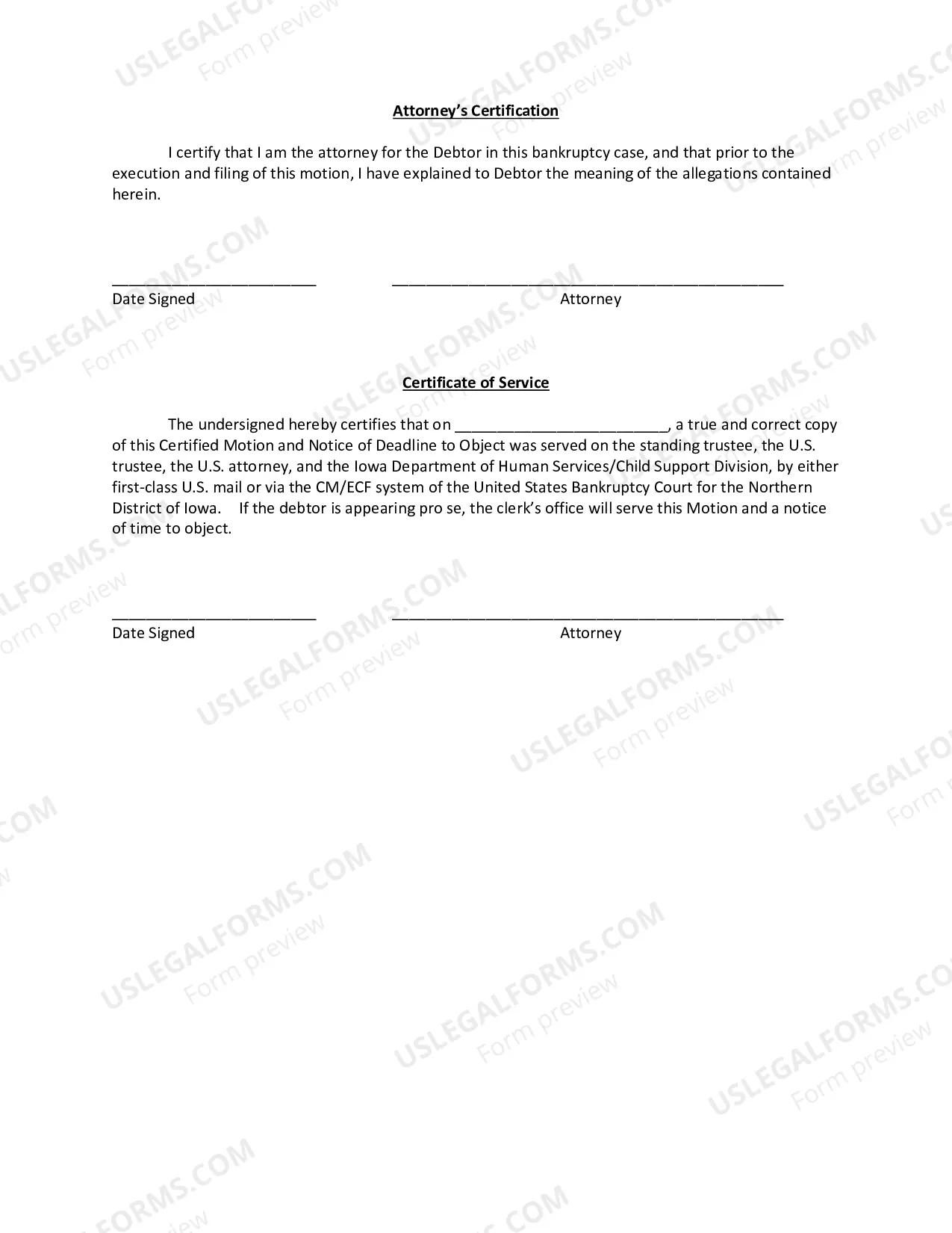 Preview Debtor's Certified Motion for Discharge (IANB1228) for Ch. 12