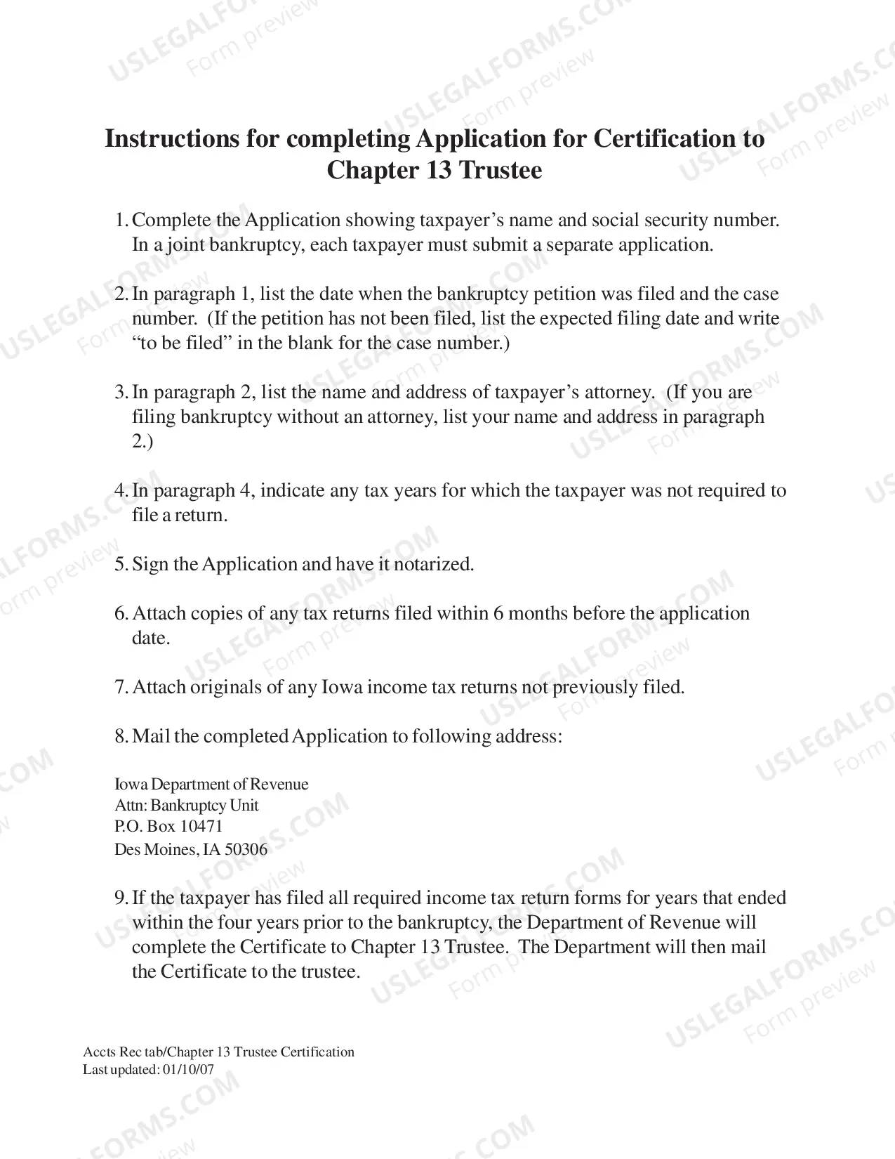 Preview Application For Certification To Chapter 13 Trustee