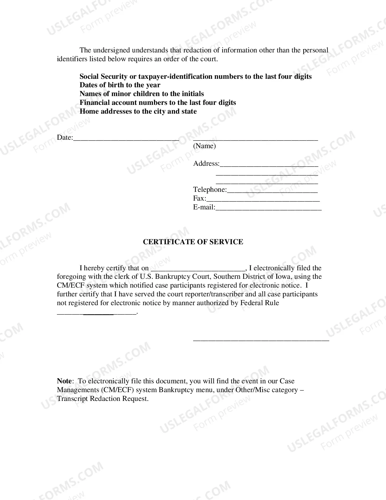 Preview Redaction Request - Transcript