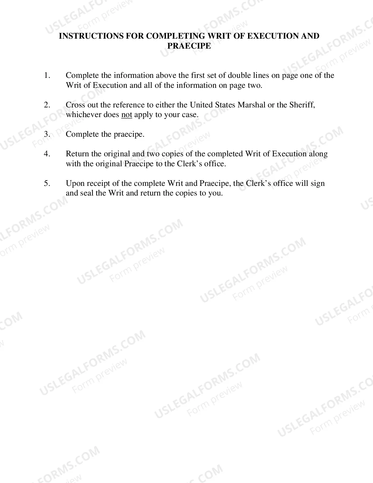 Preview Writ of Execution And Praecipe