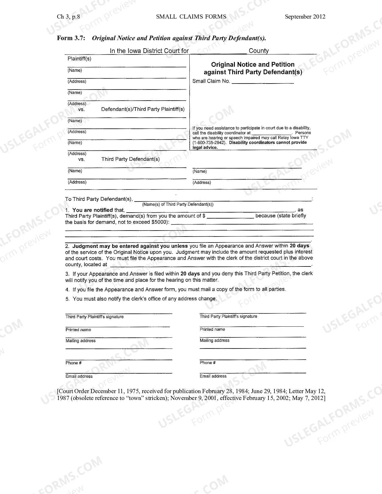 Preview Chapter 3 - Standard Forms of Pleadings for Small Claims Actions