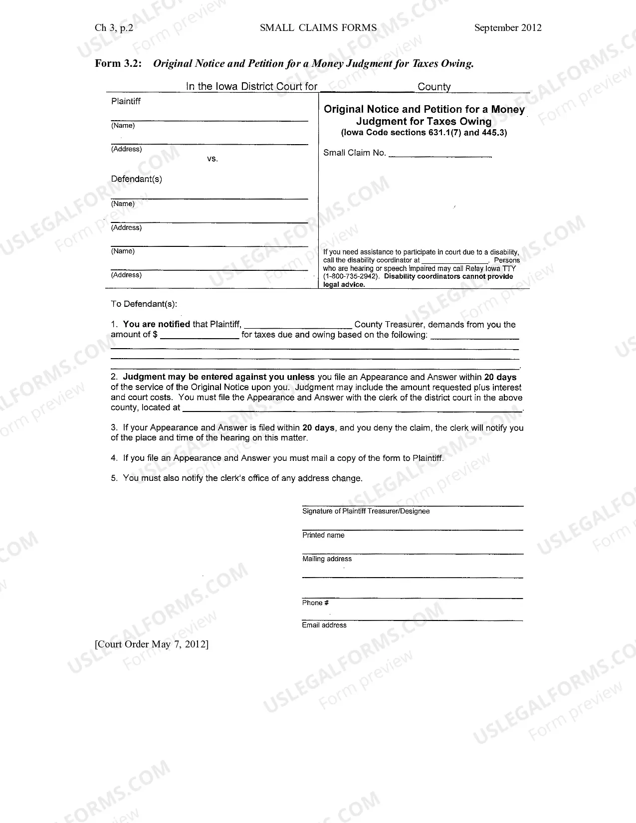 Preview Chapter 3 - Standard Forms of Pleadings for Small Claims Actions