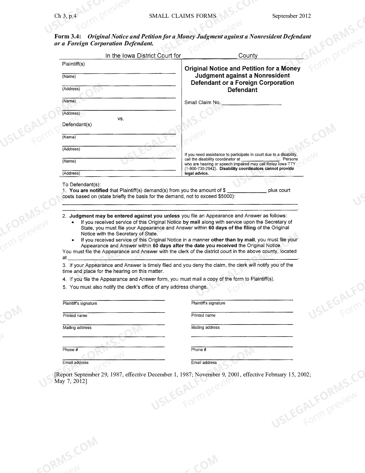 Preview Chapter 3 - Standard Forms of Pleadings for Small Claims Actions