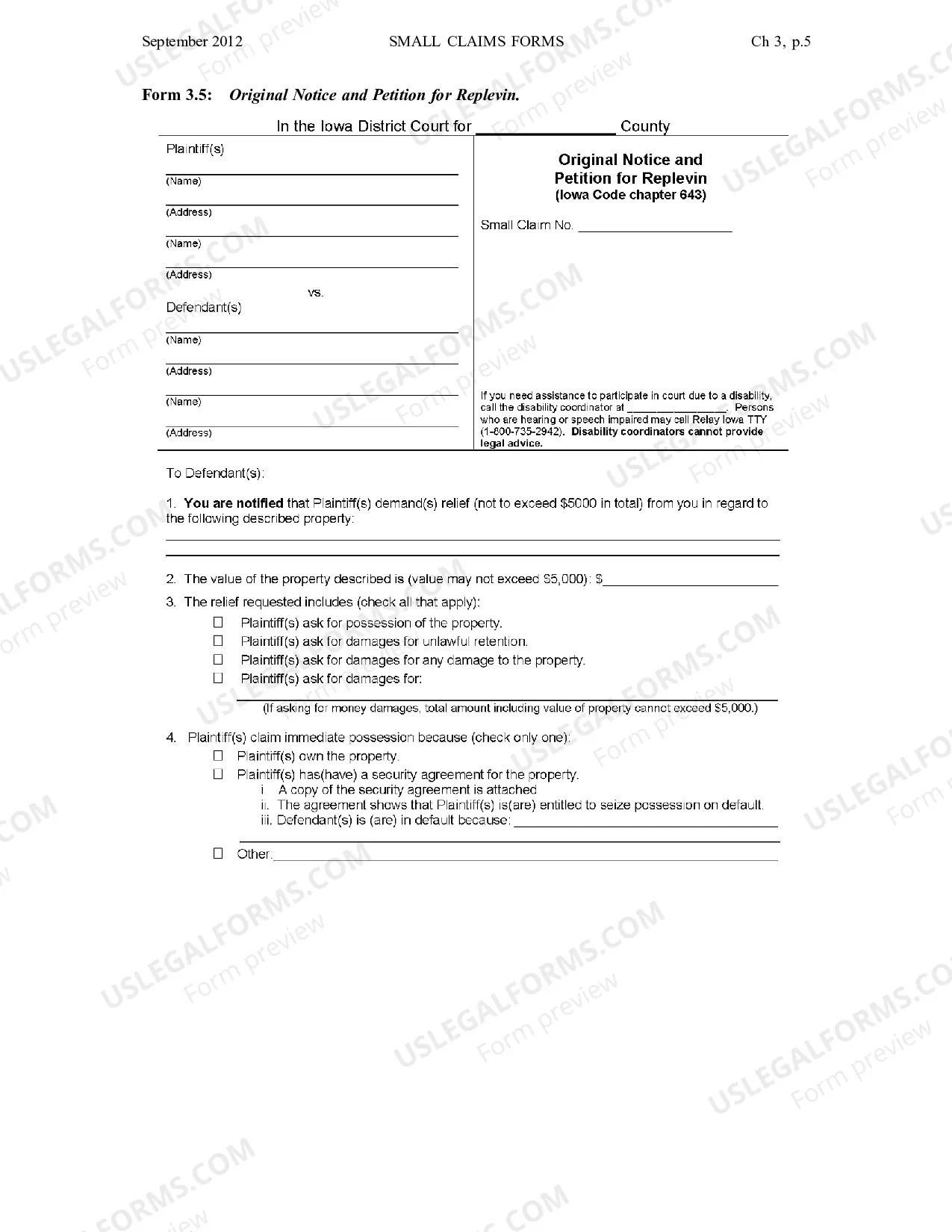 Preview Chapter 3 - Standard Forms of Pleadings for Small Claims Actions