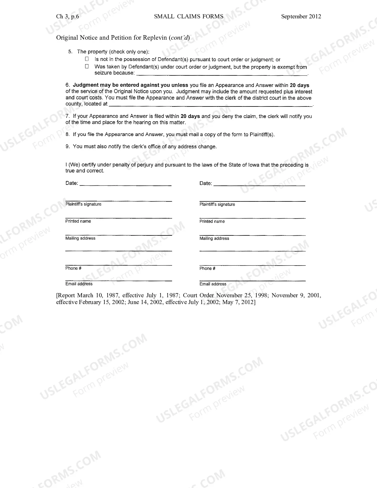 Preview Chapter 3 - Standard Forms of Pleadings for Small Claims Actions