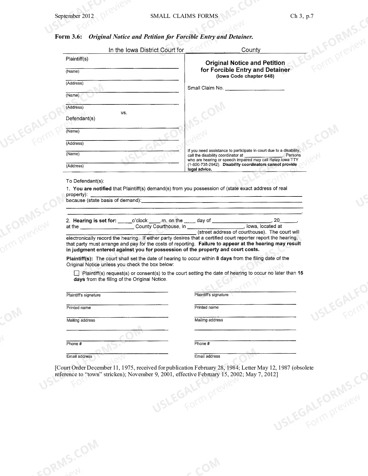 Preview Chapter 3 - Standard Forms of Pleadings for Small Claims Actions