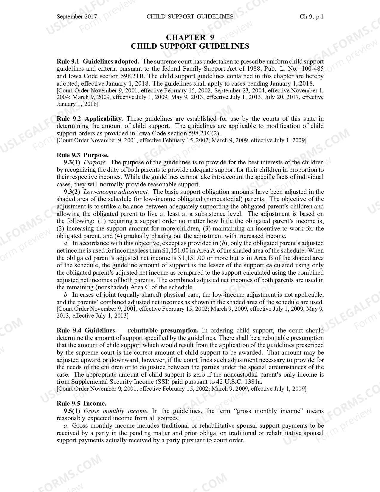 Preview Chapter 9 - Child Support Guidelines