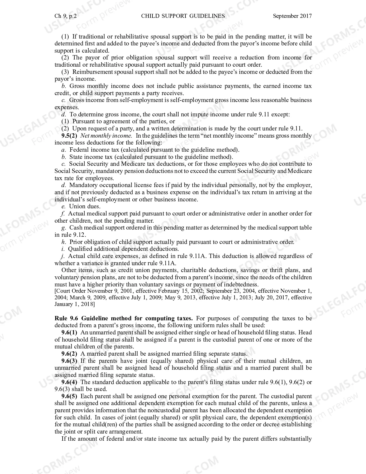 Preview Chapter 9 - Child Support Guidelines