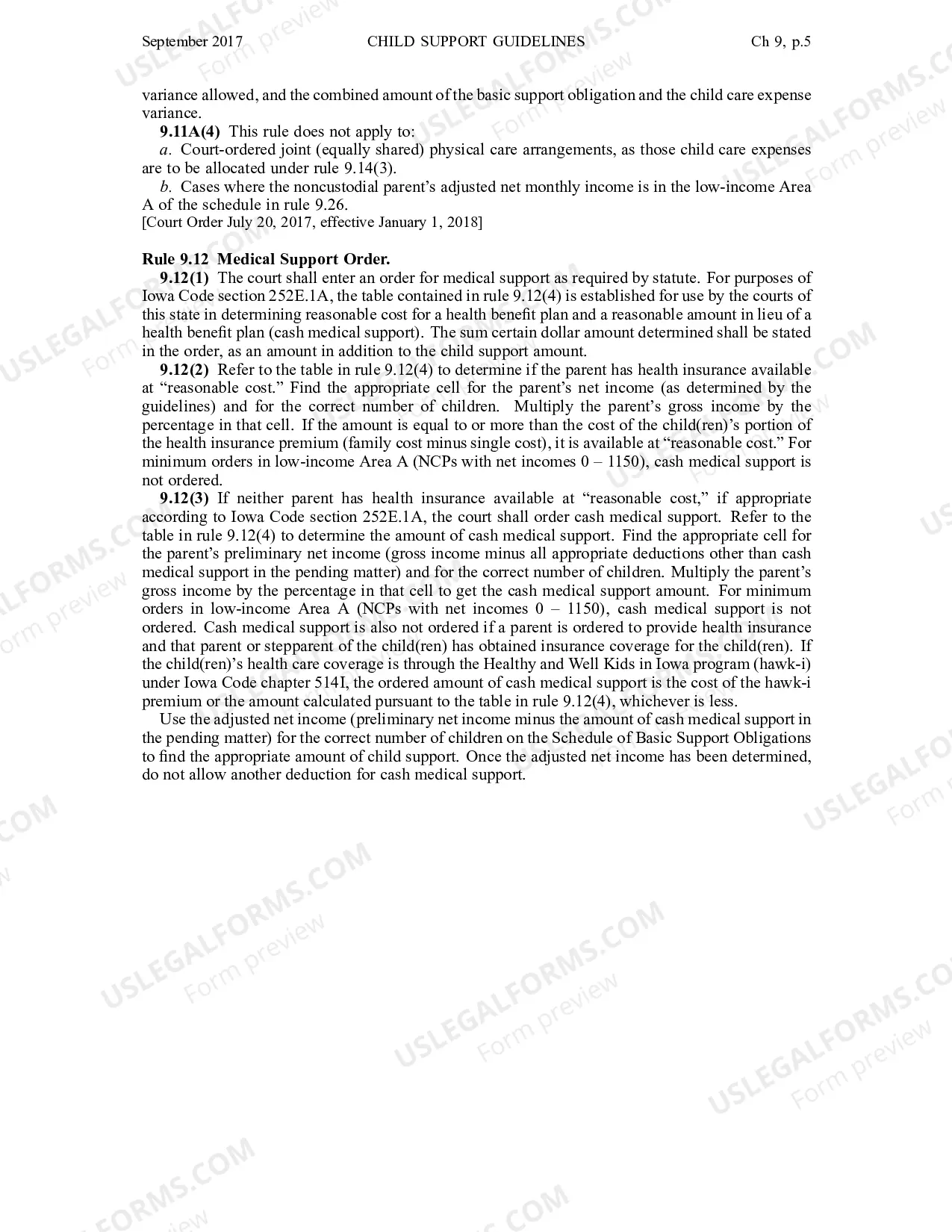 Preview Chapter 9 - Child Support Guidelines