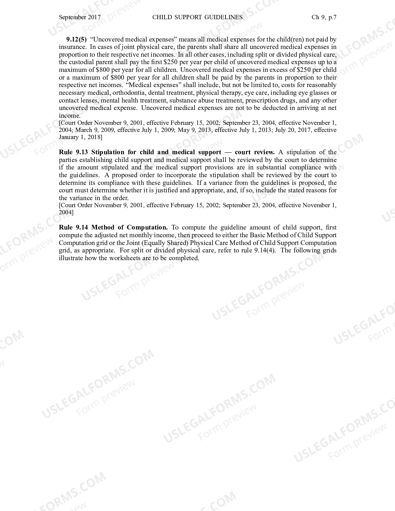 Preview Chapter 9 - Child Support Guidelines