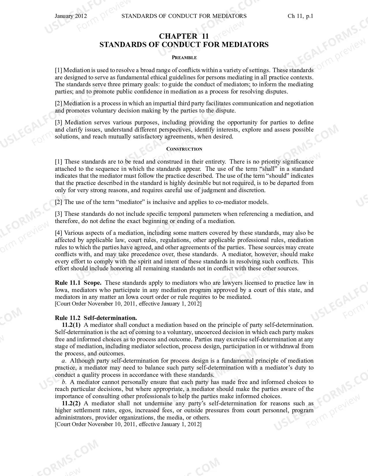 Preview Chapter 11 - Standards of Conduct for Mediators