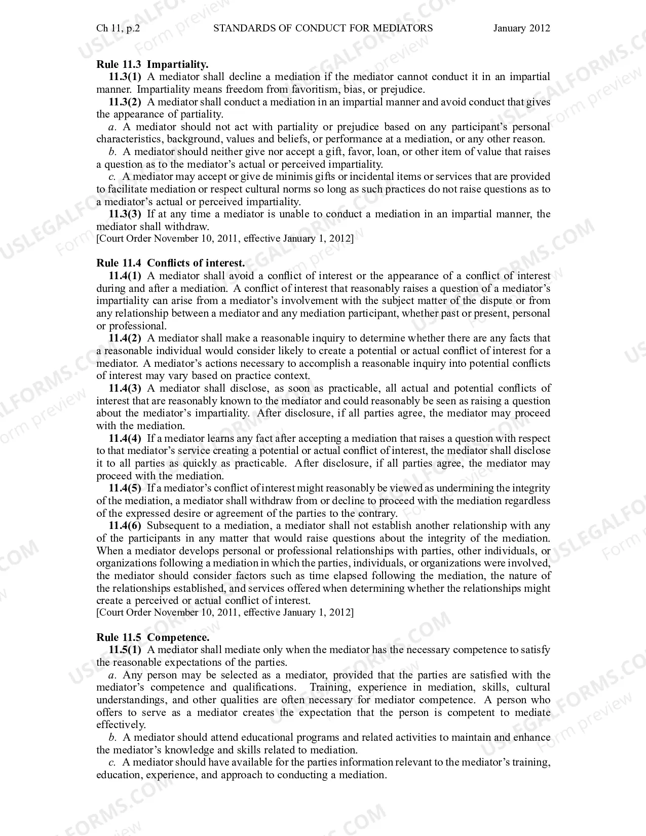 Preview Chapter 11 - Standards of Conduct for Mediators