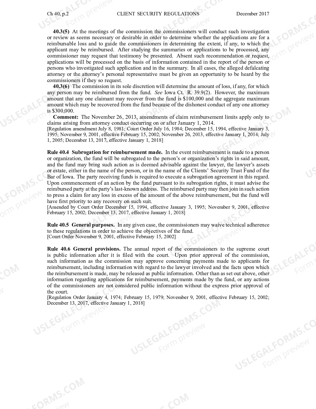 Preview Chapter 40 - Regulations of the Client Security Commission