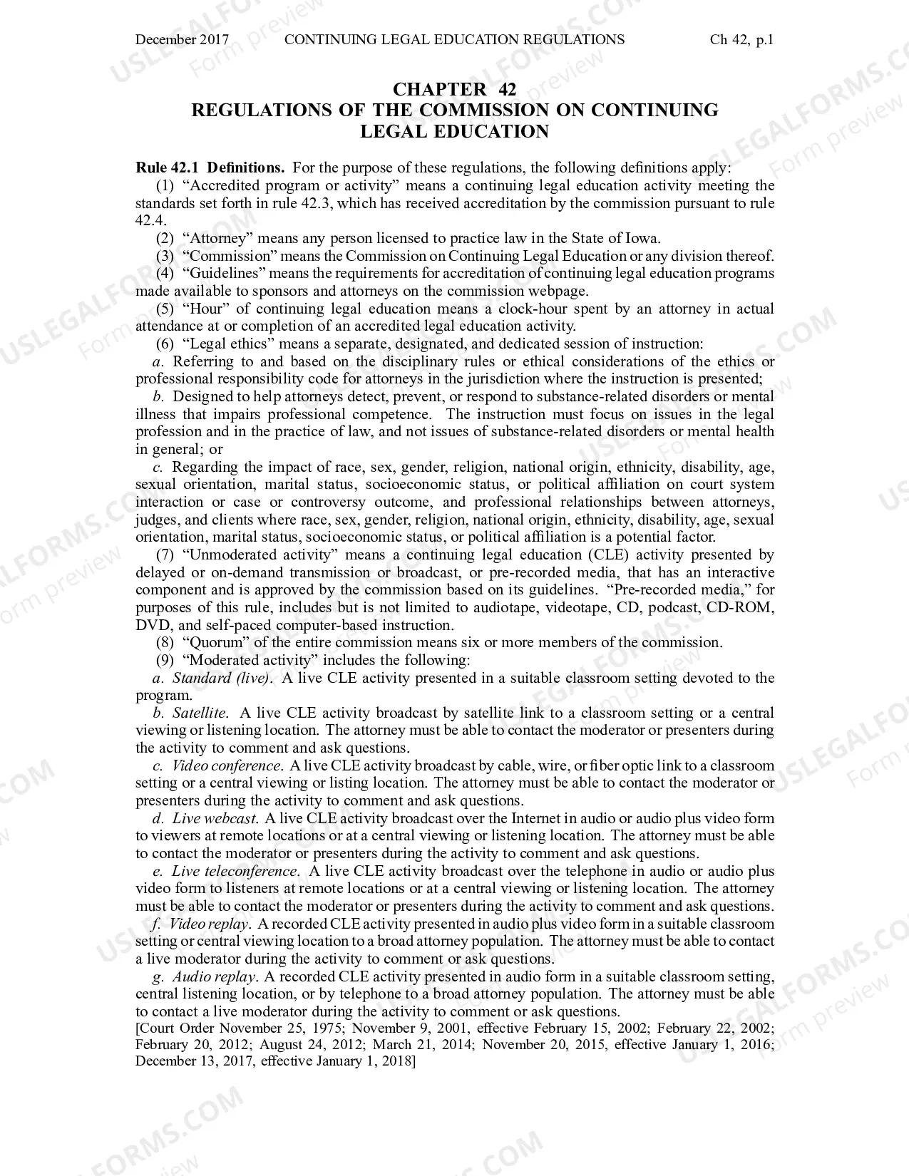 Preview Chapter 42 - Regulations of the Commission on Continuing Legal Education