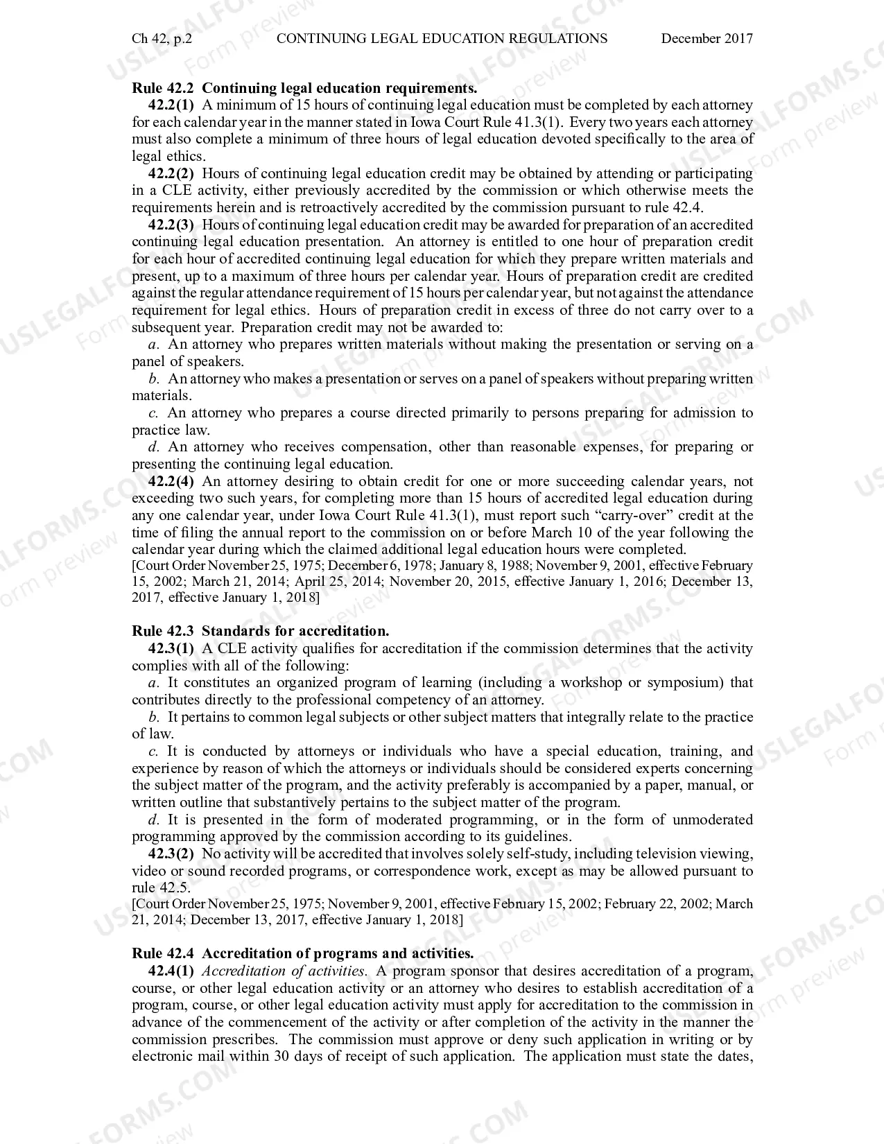 Preview Chapter 42 - Regulations of the Commission on Continuing Legal Education