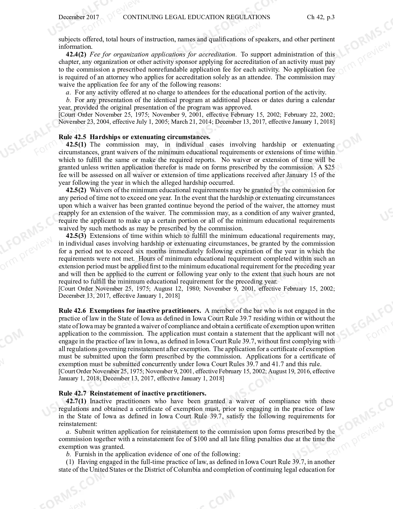 Preview Chapter 42 - Regulations of the Commission on Continuing Legal Education