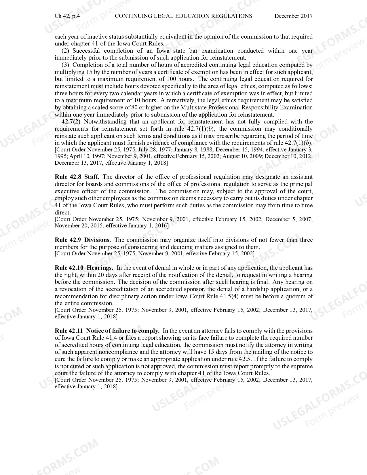 Preview Chapter 42 - Regulations of the Commission on Continuing Legal Education