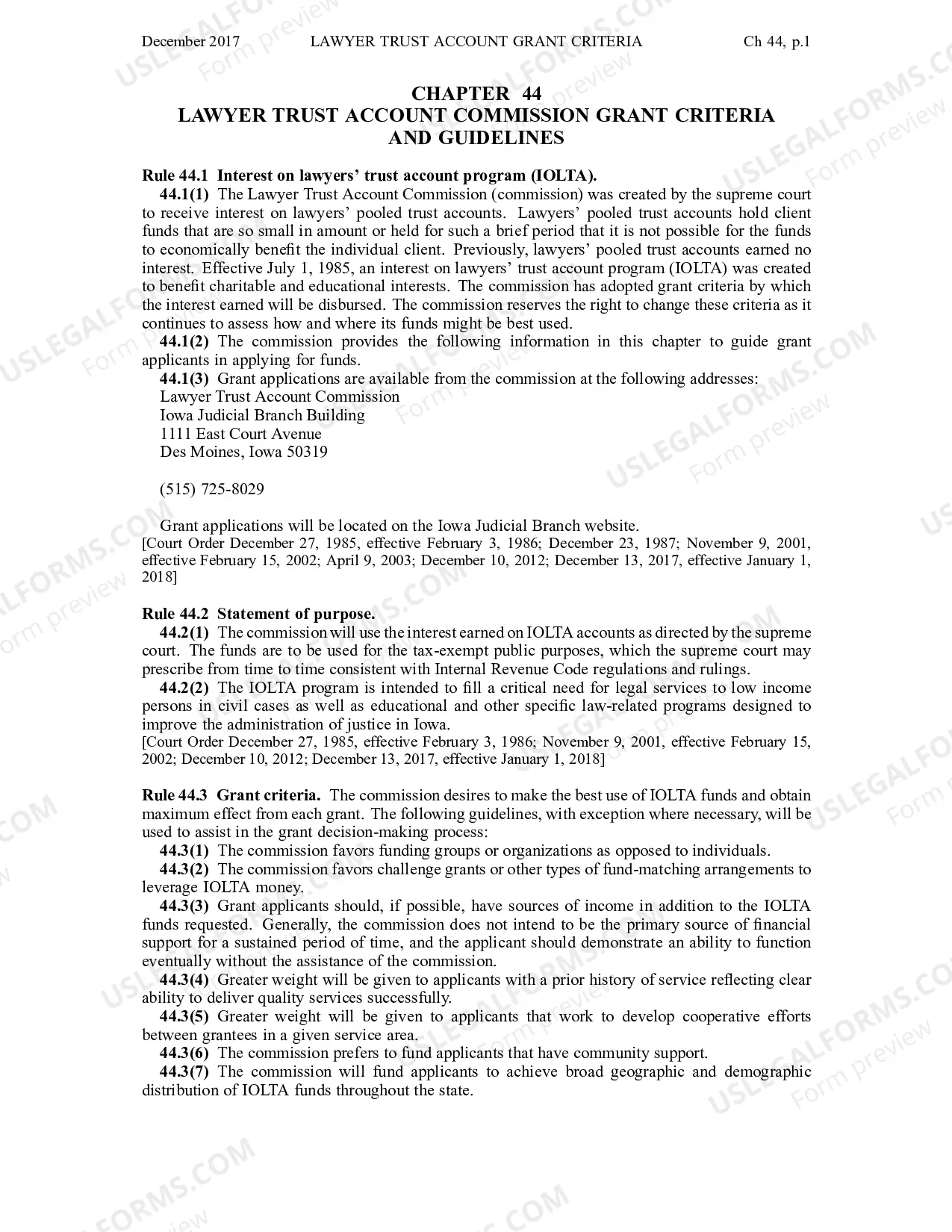 Preview Chapter 44 - Lawyer Trust Account Commission Grant Criteriaand Guidelines