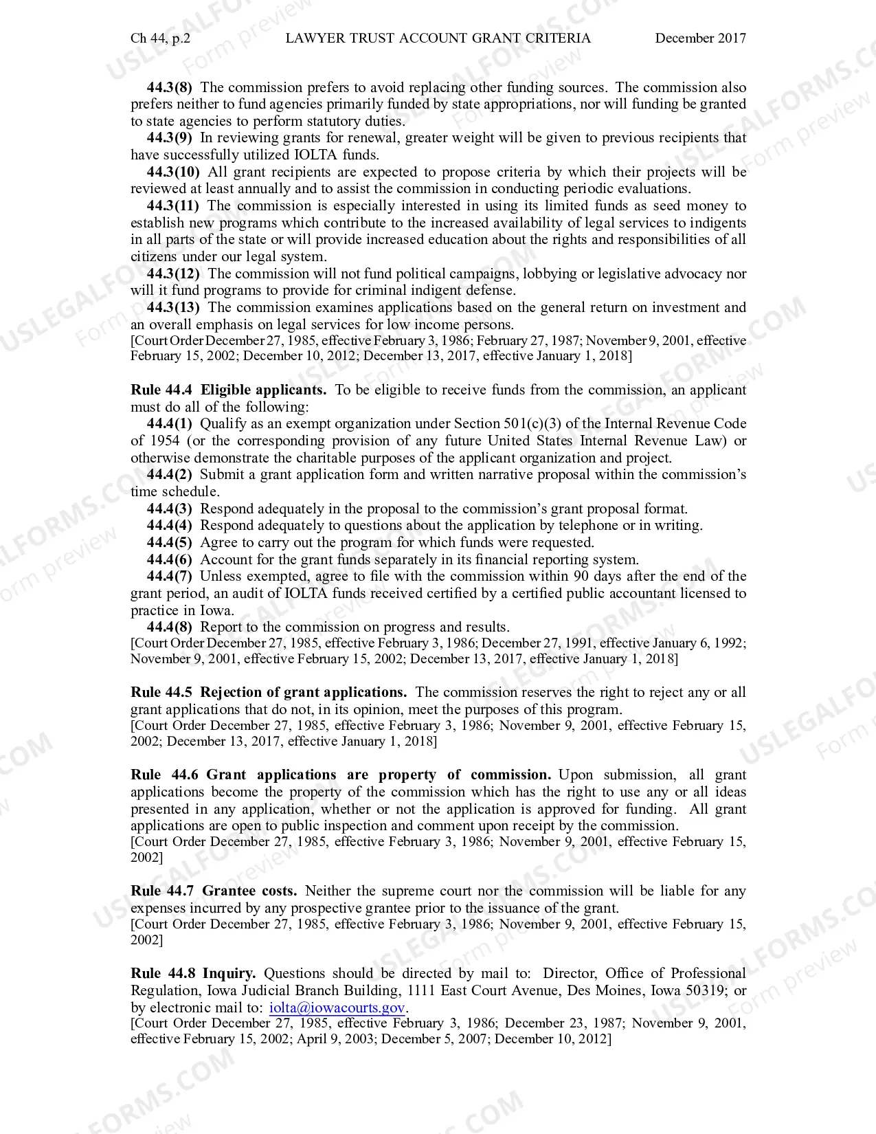 Preview Chapter 44 - Lawyer Trust Account Commission Grant Criteriaand Guidelines