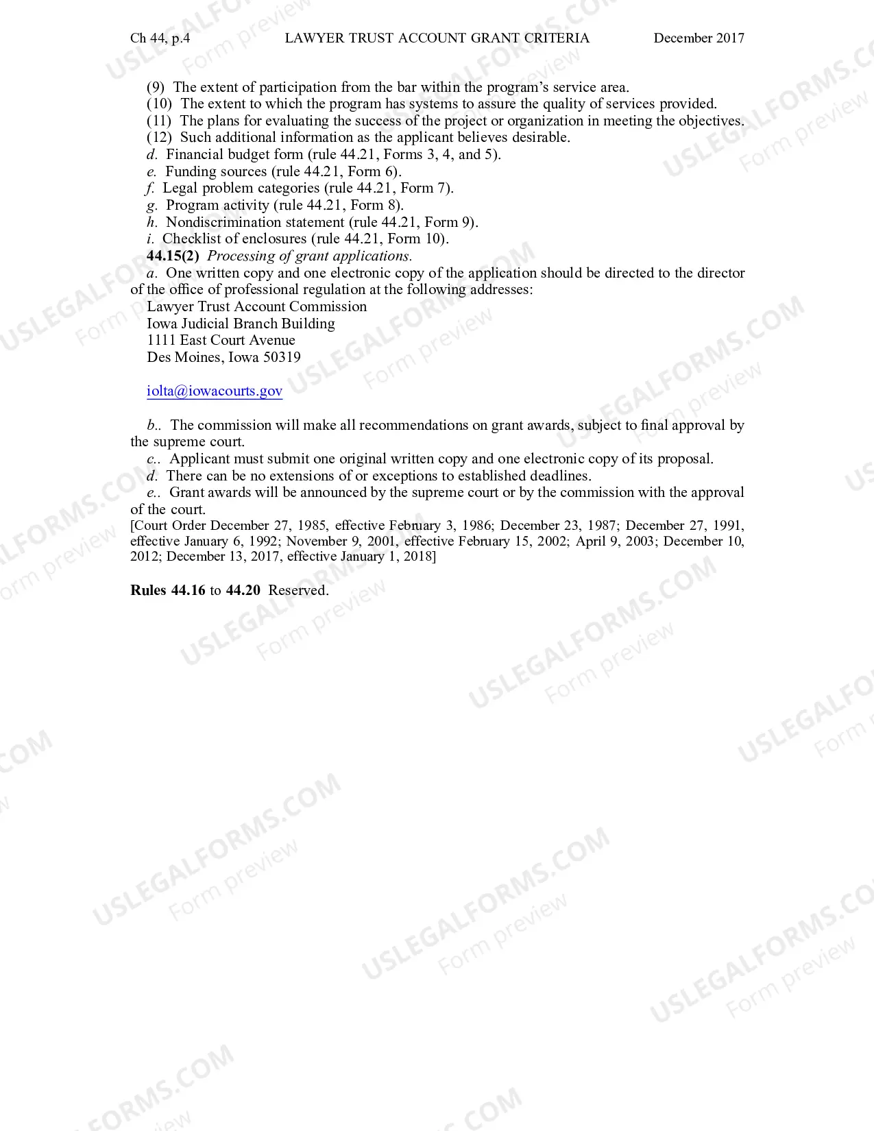 Preview Chapter 44 - Lawyer Trust Account Commission Grant Criteriaand Guidelines