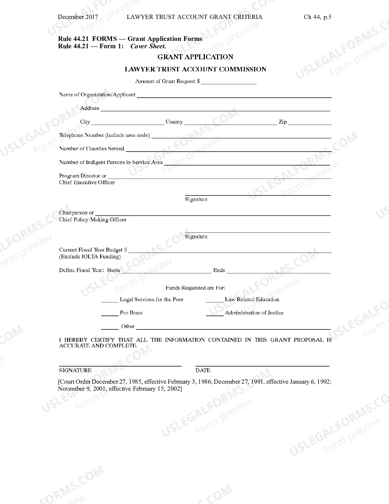 Preview Chapter 44 - Lawyer Trust Account Commission Grant Criteriaand Guidelines