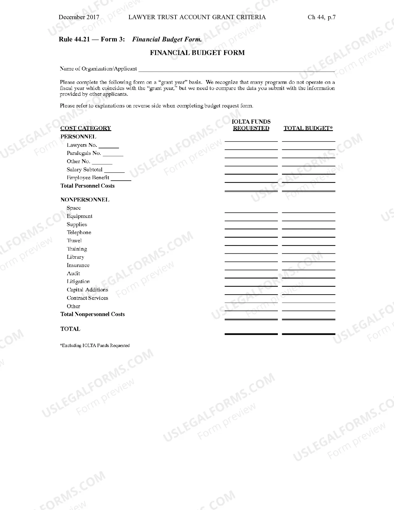 Preview Chapter 44 - Lawyer Trust Account Commission Grant Criteriaand Guidelines