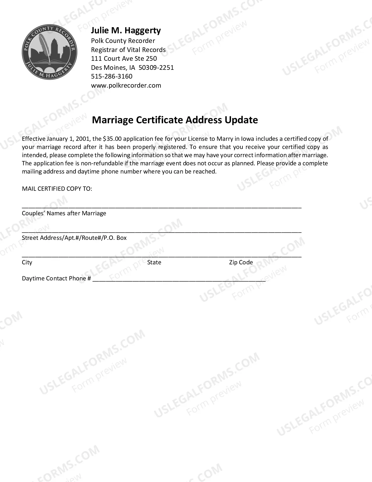 Preview Marriage Application Form